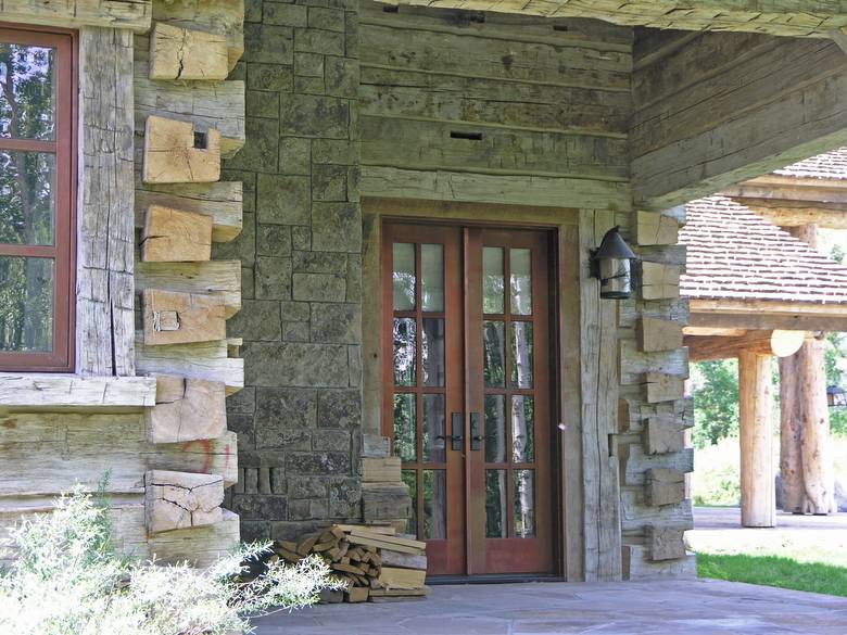 Hand-Hewn Timbers Stacked with Dove-Tail Joints